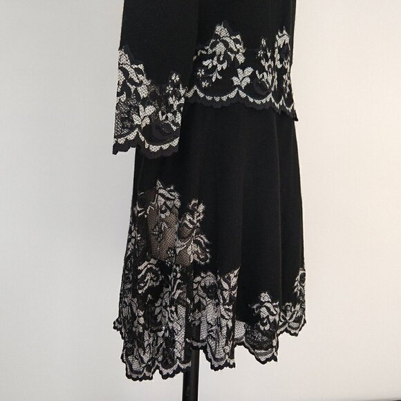 Olvis 100% Cashmere and Lace Skirt Top Set Size M Black Knit Sweater Formal - Picture 11 of 14